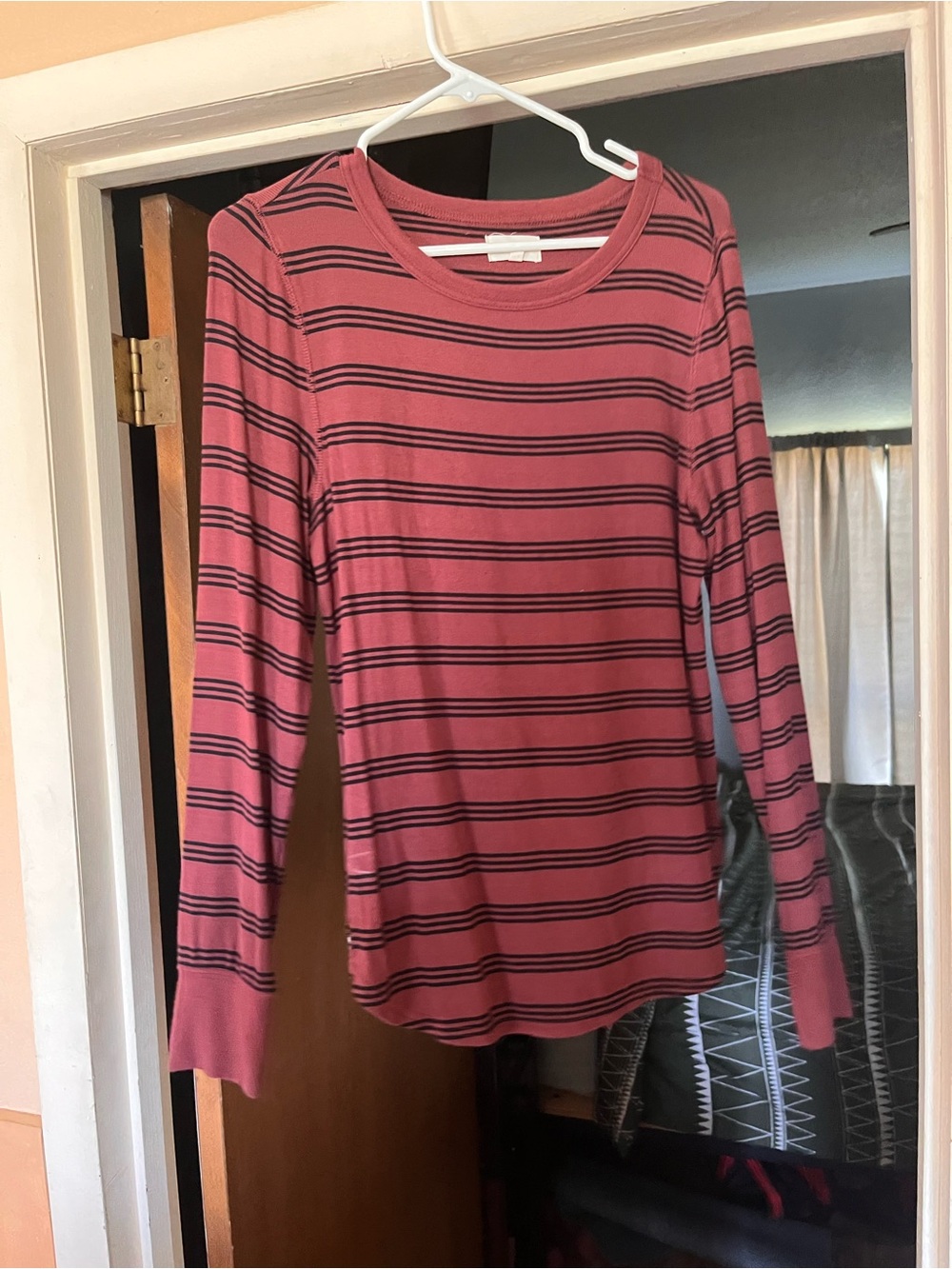 Thread & Supply Mauve and Black Striped Long-Sleeve Tee